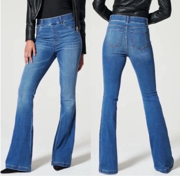 Spanx Flare Leg Pull On Denim Jeans Comfort Waist 20456 Vintage indigo Medium - Picture 1 of 16